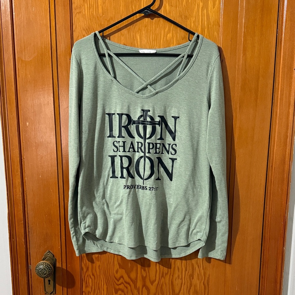 First Love Olive Long Sleeve Top with Inspirational Print